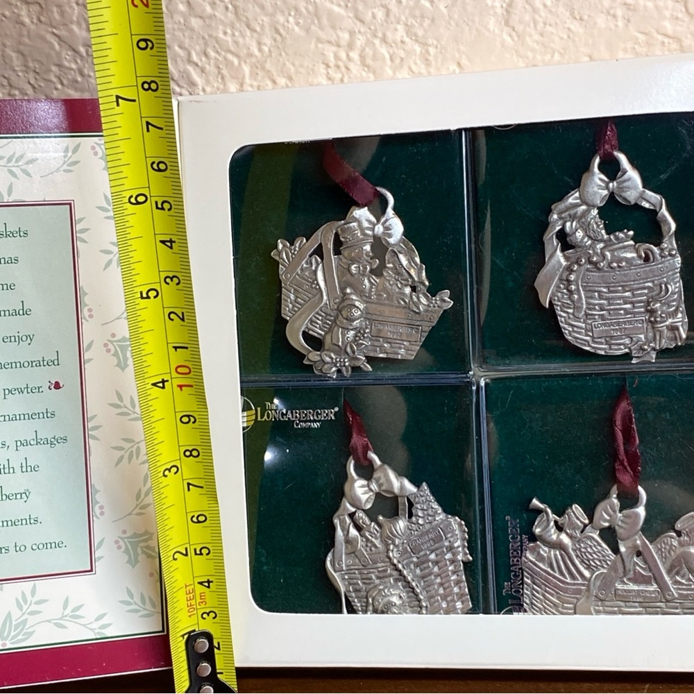 VTG 1995 Longaberger Basket‎ Set Of Four Christmas Tree Ornaments Holiday - Picture 14 of 14
